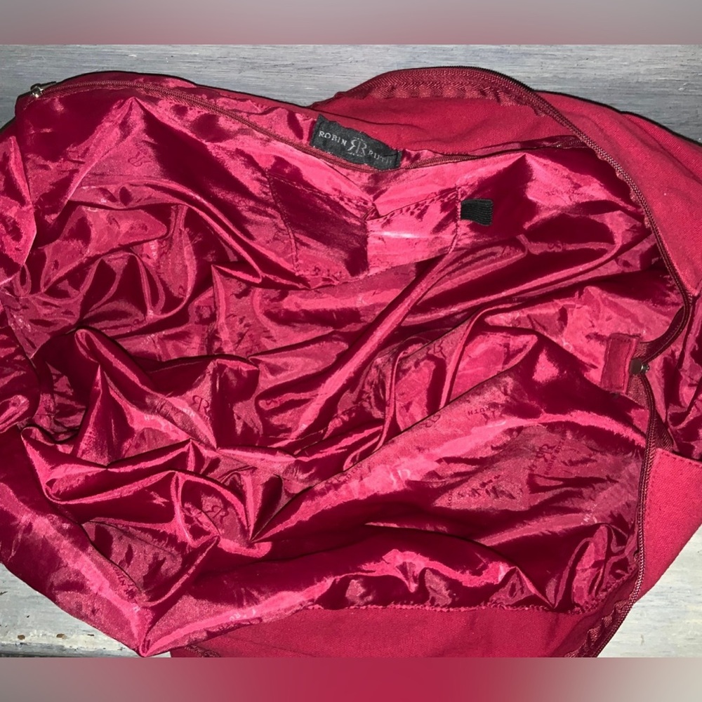Robin Ruth XLarge Canvas Tote Bag Red Travel Overnight Gym Zip Closure Like New - Picture 9 of 11